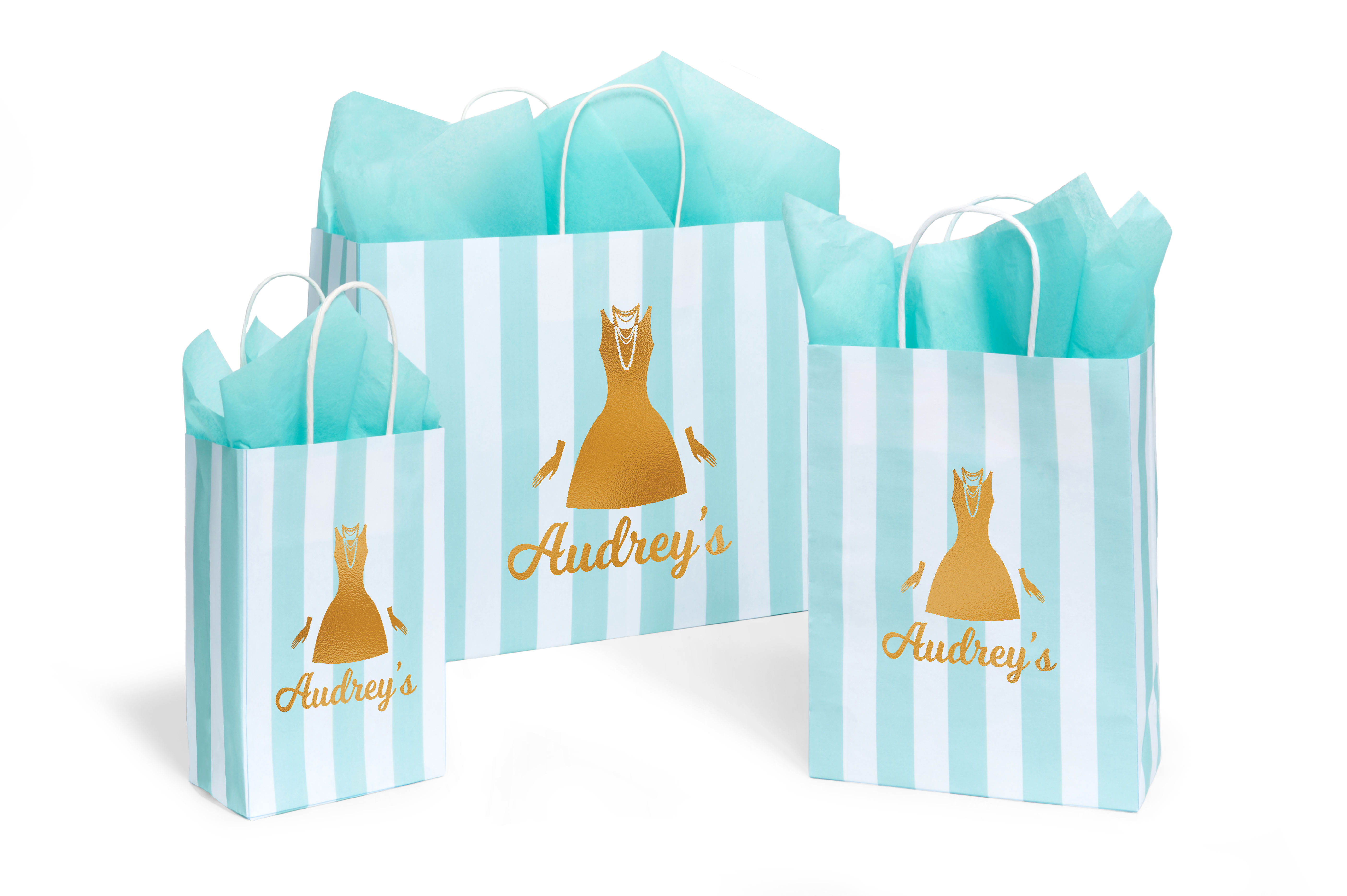 Hot Stamp Your Cabana Stripe Aqua Paper Gift Bags